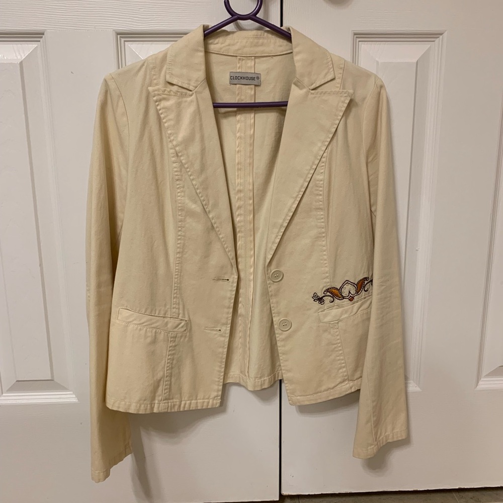 cream colored blazer
